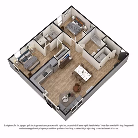 2-Bed U 0-301 floor plan
